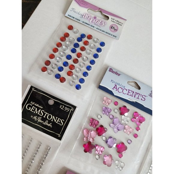 New LOT Gem Stickers Pink Red Blue +  Scrapbook Embellishments Card Retired #25 - Picture 2 of 8